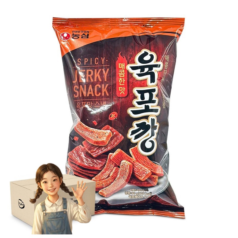 농심 육포깡 매콤한맛 90g 1박스-12개 스낵 아이들간식