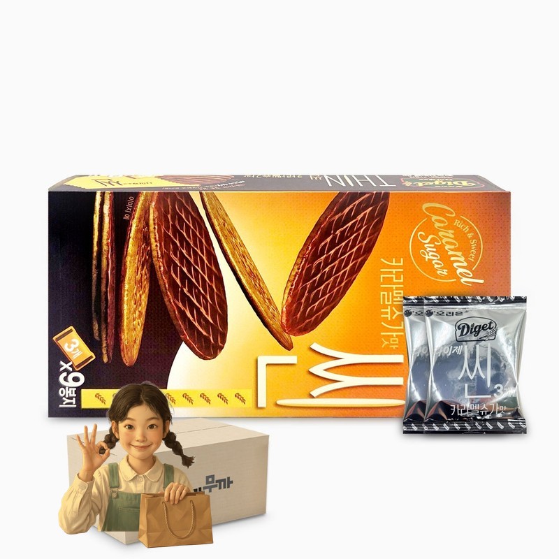 오리온 다이제 씬 초코 카라멜 슈가맛 252g 28g x 9개 1박스 -16개 달콤한간식