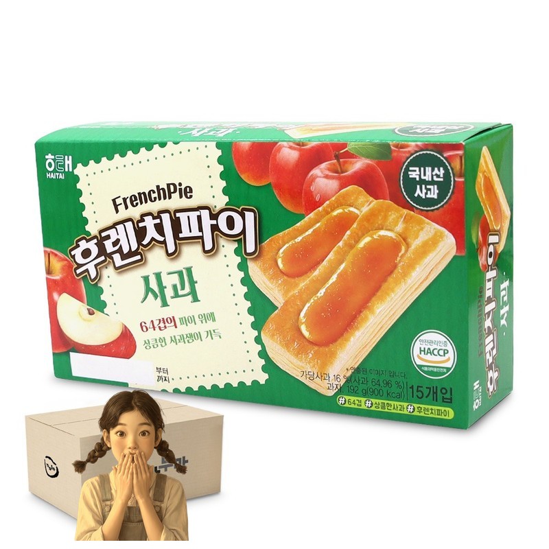 해태 후렌치파이 사과 192g 1박스-12개 스낵 사무실간식