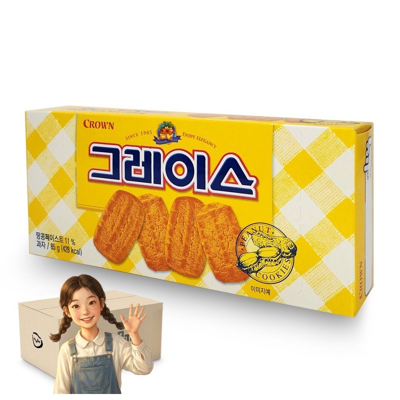 크라운 그레이스 85g 1박스-24개 땅콩쿠키 스낵 아이들간식