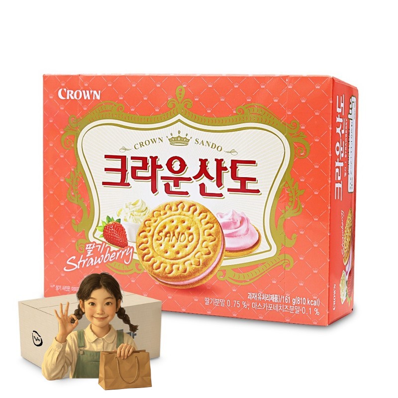 크라운 산도 딸기 161g 1박스-12개 스낵 학생간식