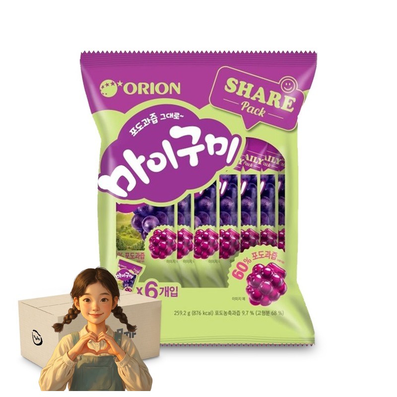 오리온 포도과즙 그대로 마이구미 6P 259.2g 1박스-12개 사탕 학생간식