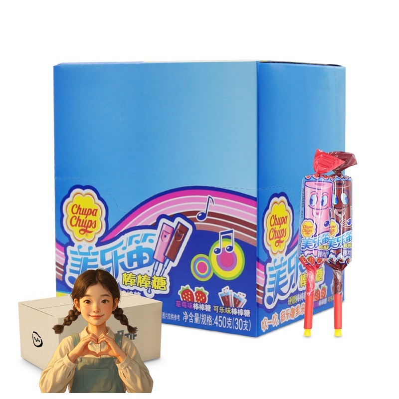 츄파춥스 피리캔디 2가지맛 딸기맛 콜라맛 15gx30개 1박스-6통 간식선물
