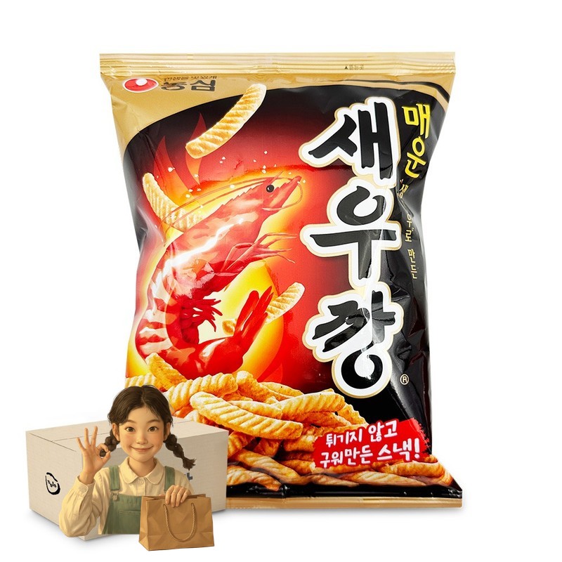 농심 매운 새우깡 90gx20개 스낵 야식