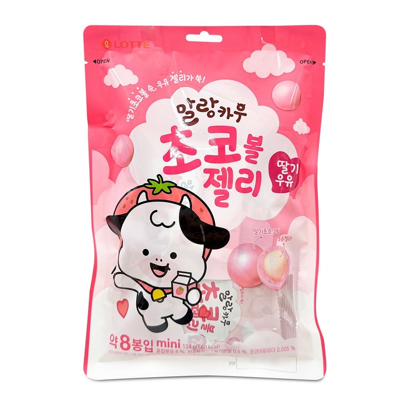 말랑카우 초코볼젤리 딸기우유맛 134g