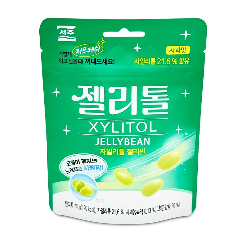 서주 자일리톨 젤리빈 젤리톨 사과맛 40g 간식선물