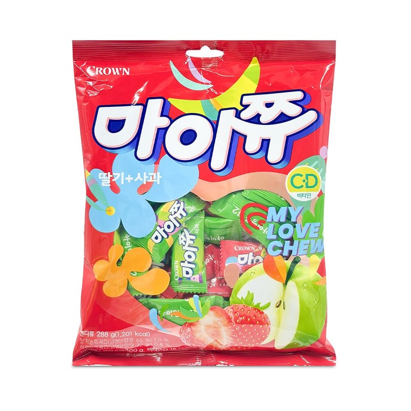 크라운 마이쮸 딸기 사과 288g 사탕 아이들간식
