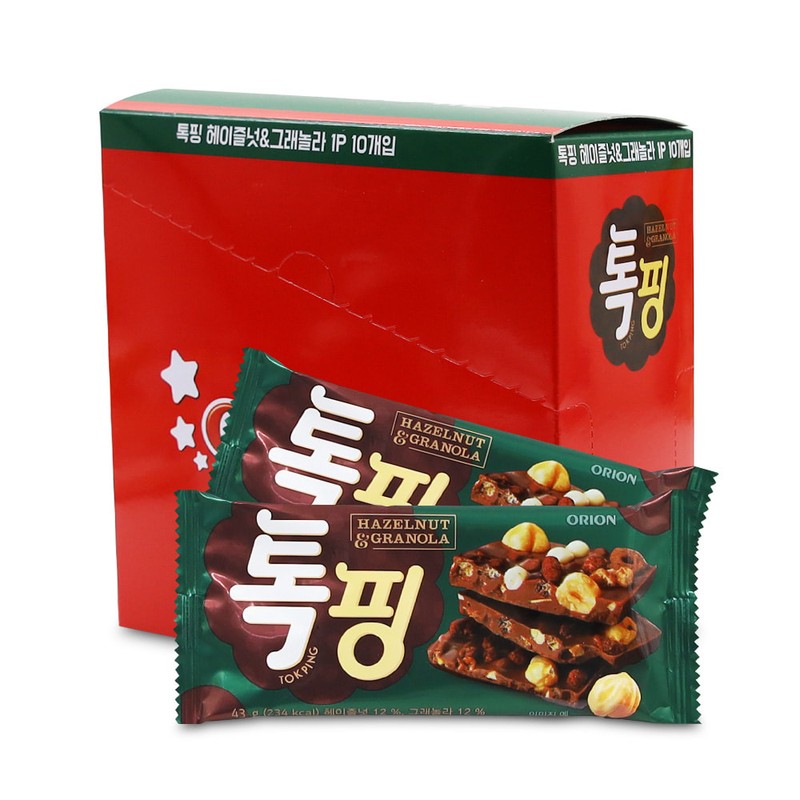 오리온 톡핑 헤이즐넛 그래놀라 43gx10개 1통 스낵 주전부리
