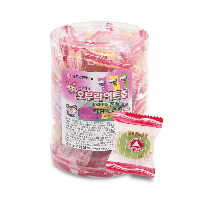 영동 오부라이트롤 120g 40개입 먹는테이프 사탕 아이들간식