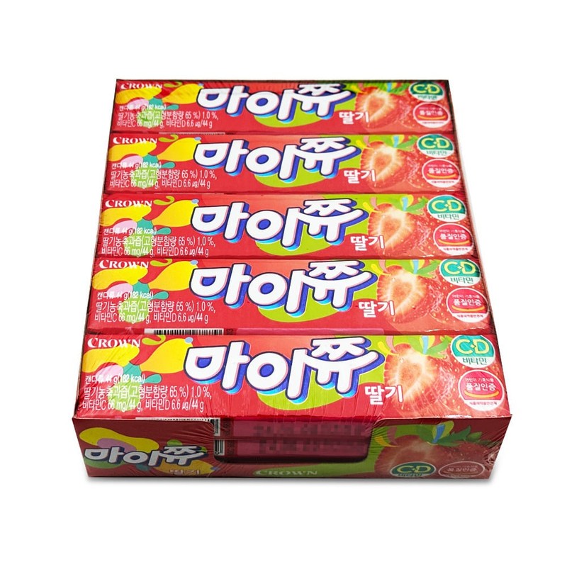 크라운 마이쮸 딸기 44gx15개 1통 사탕 학생간식