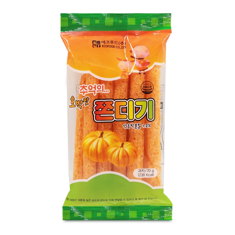 에코푸드 호박맛 쫀디기 70g 설탕쫀드기 스낵 학생간식