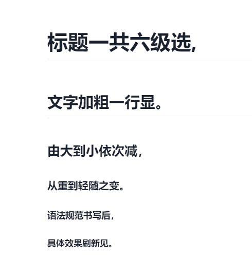 h1-h6标题标签效果预览