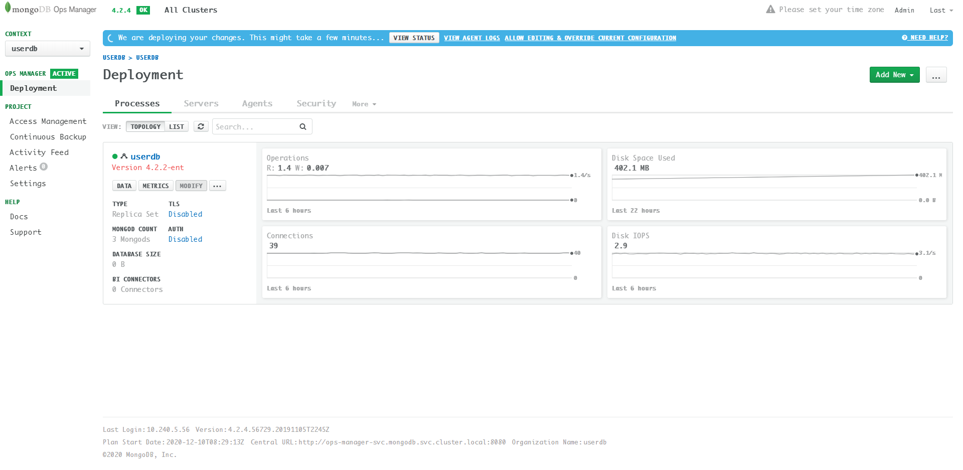 Updating UserDB Deployment