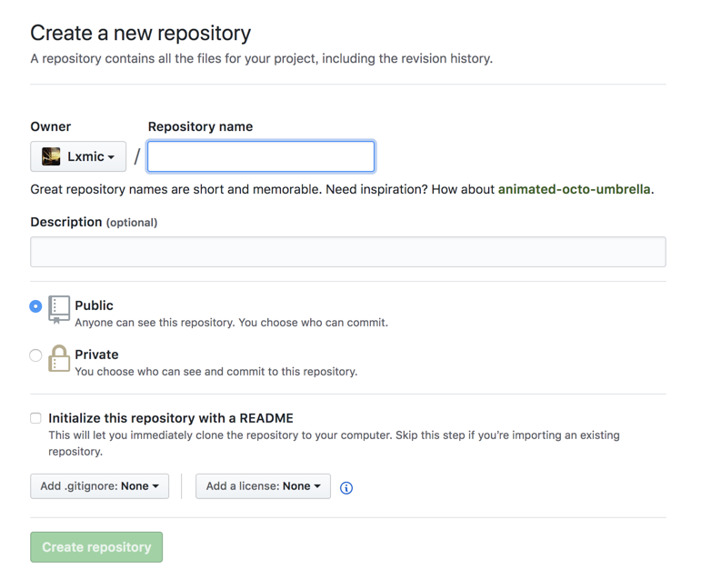 输入仓库的名字
