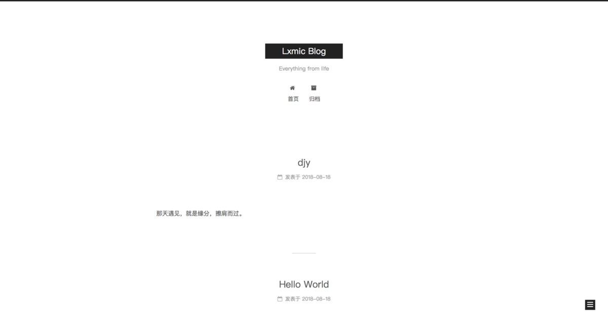 修改后的博客,字体变成了中文,有了标题和副标题