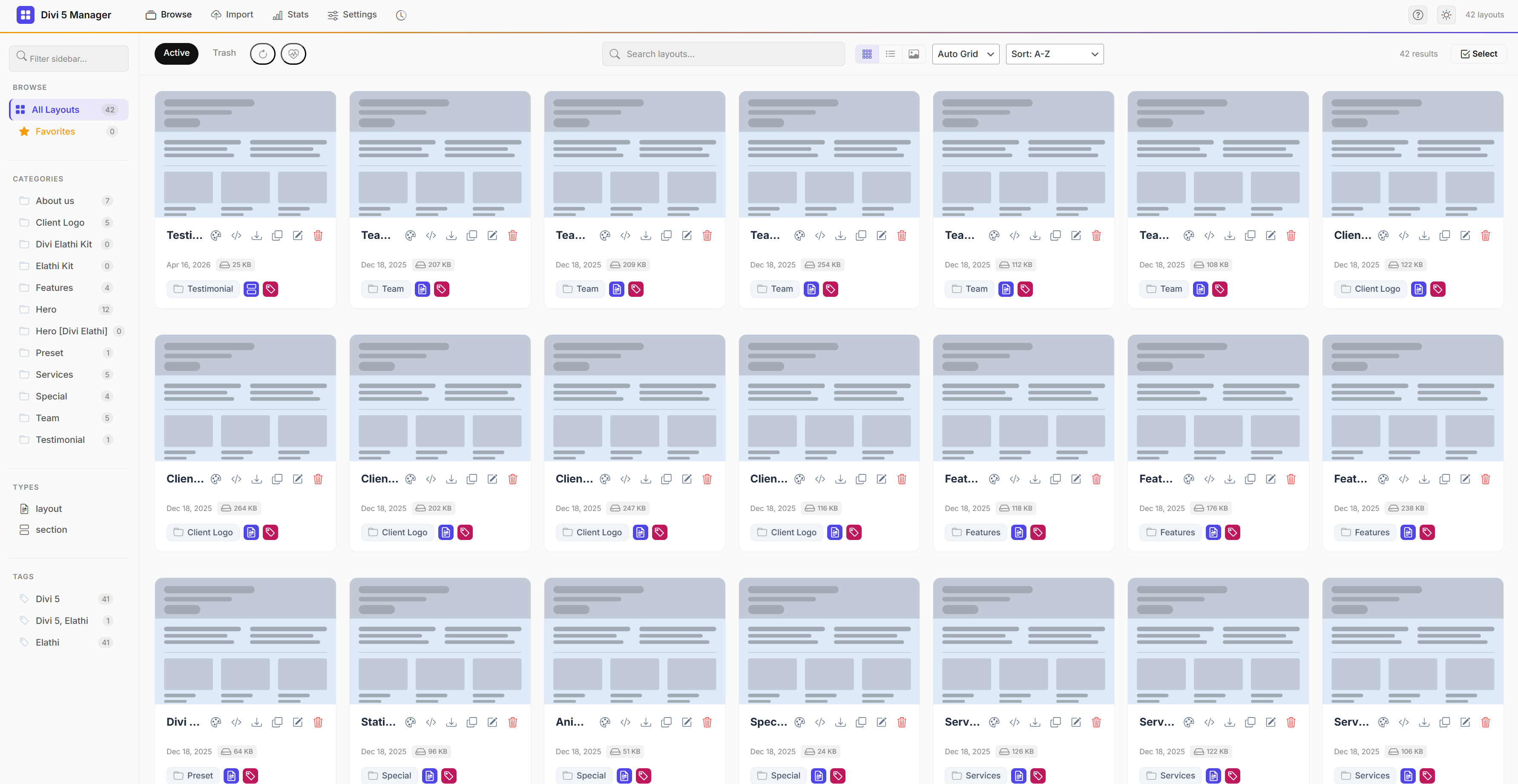 Elathi Cards - Divi 5