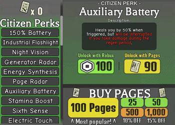 Showcase of all the perks that the shop has