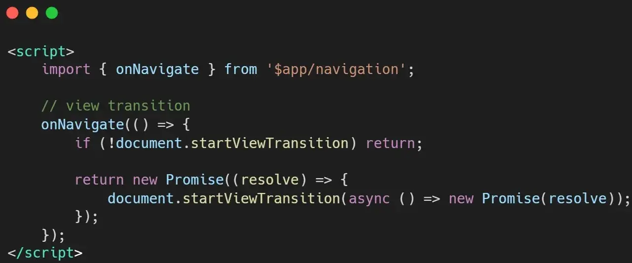 onNavigate example in code