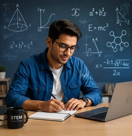 STEM AI Trainer — student with math equations