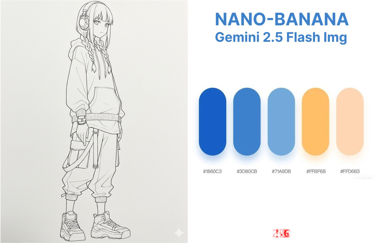 Color Line Art with Color Palette - 1