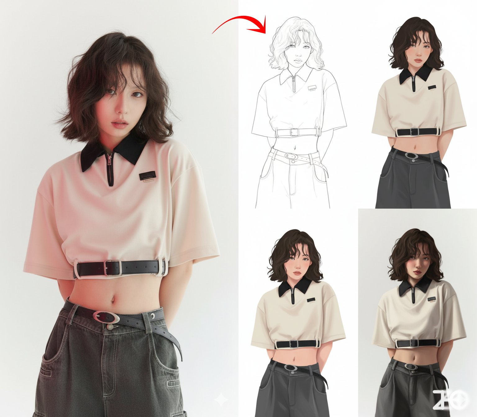 Illustration Drawing Process Four-Panel