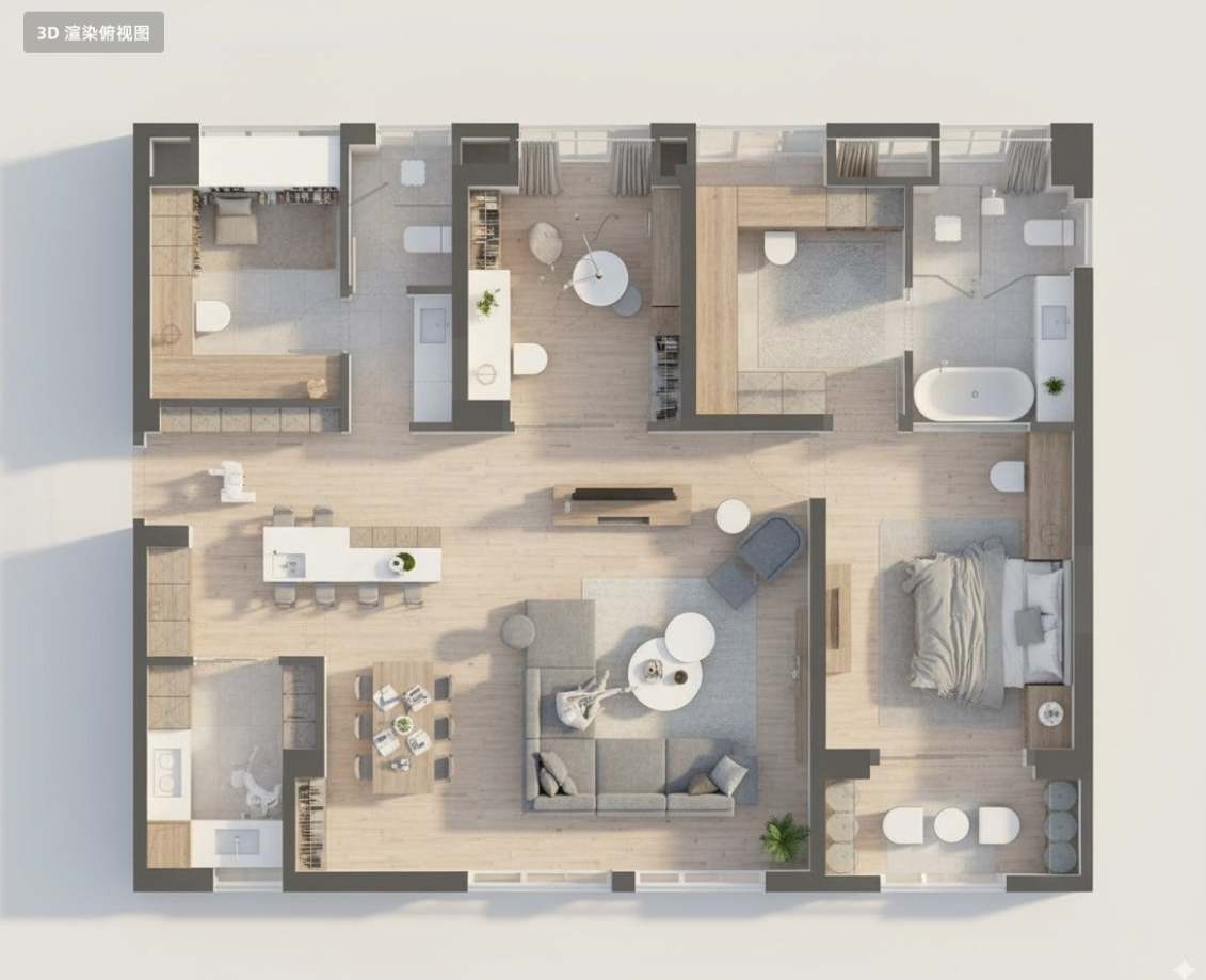 Floor Plan 3D Render - 2