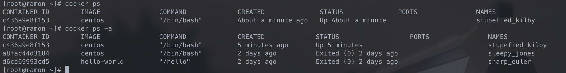 docker ps