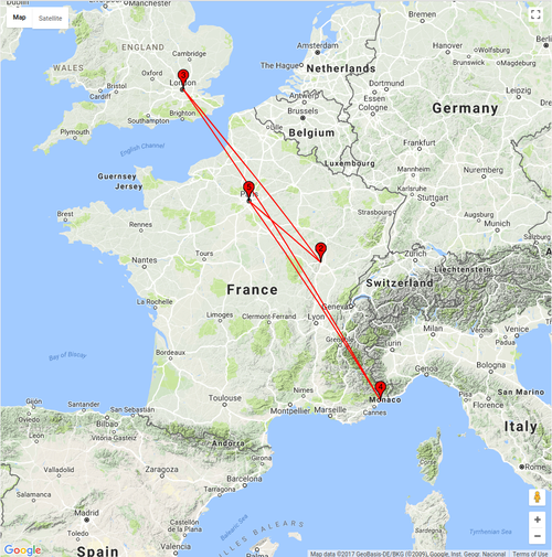 Geo-location of request path from Paris to glegoux.com Geo-location of request path from Paris to glegoux.com
