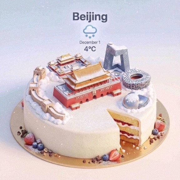 City Weather Cake 3D Scene