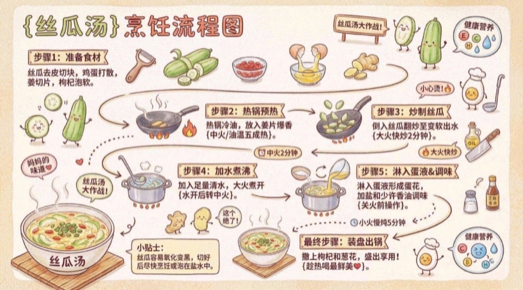 手绘食谱烹饪流程图生成