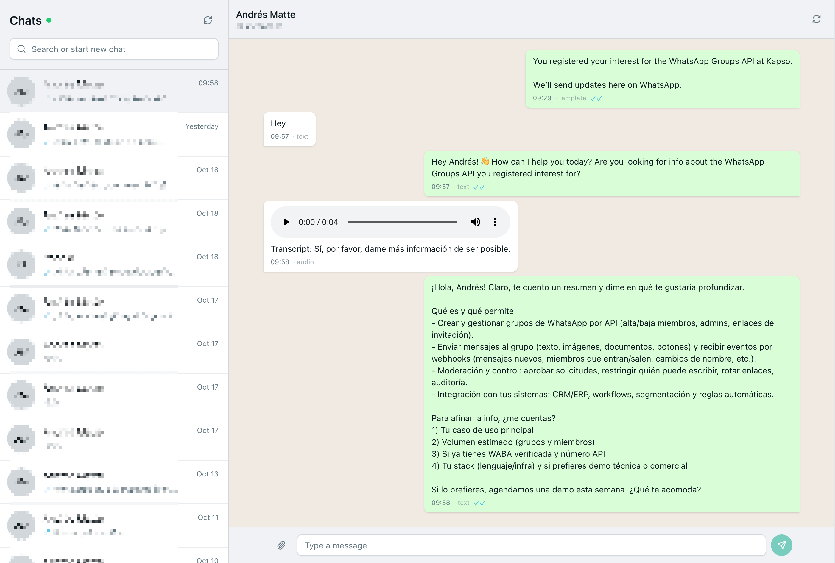 WhatsApp Cloud Inbox