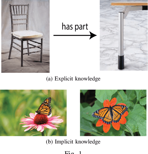 图像数据中的显式结构化知识（左）与隐式语义关联（右）