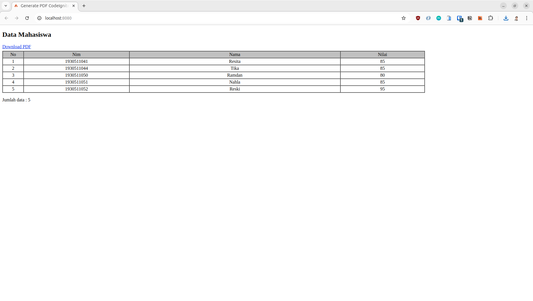 Tutorial CodeIgniter 4: Generate PDF menggunakan DomPDF