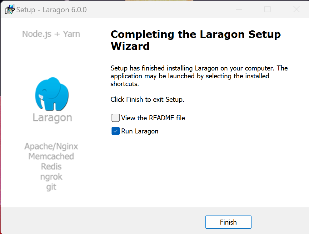selesai install laragon