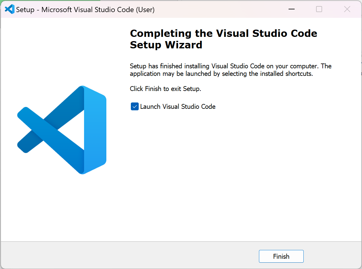 finish install visual studio code