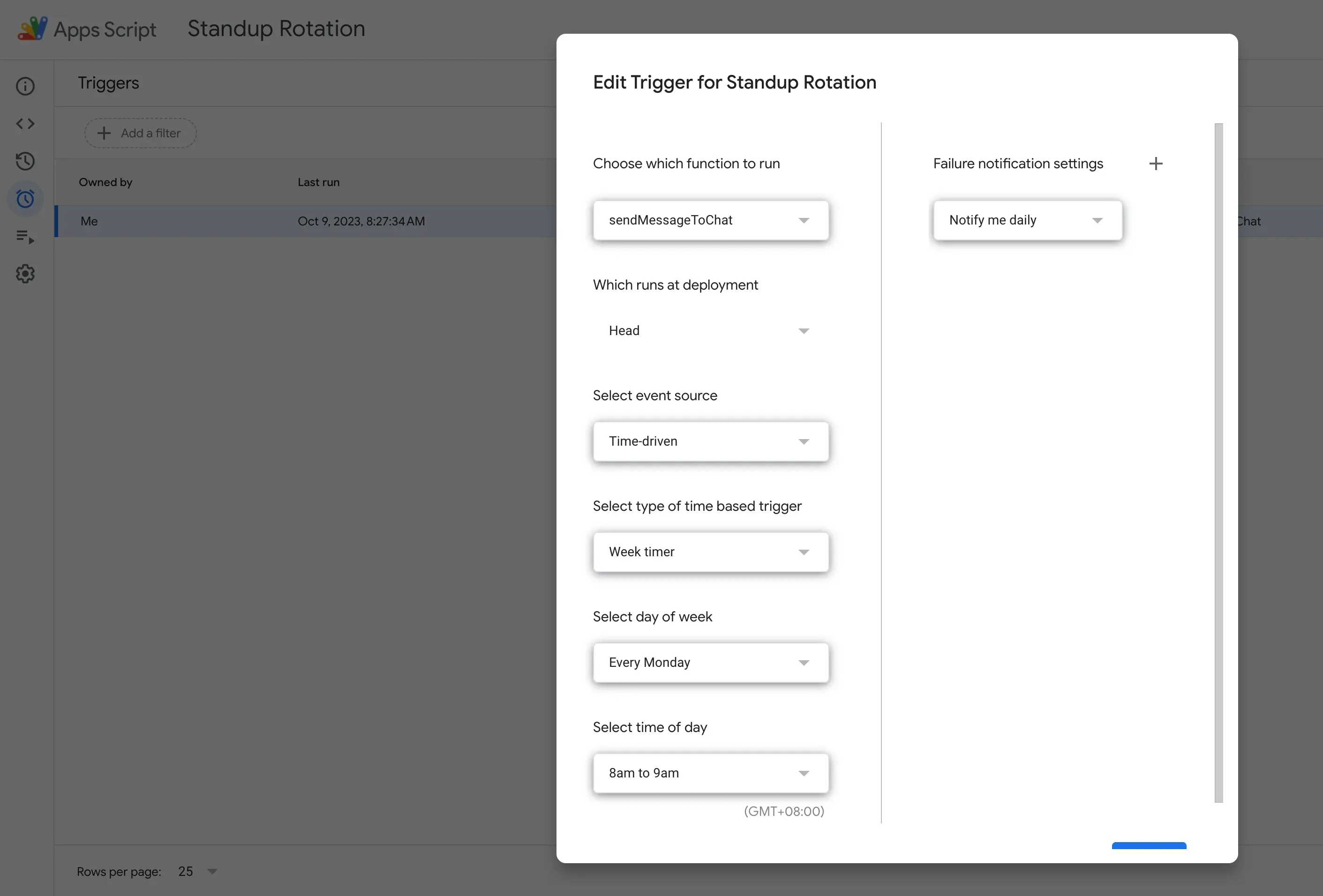 Trigger of Apps Script