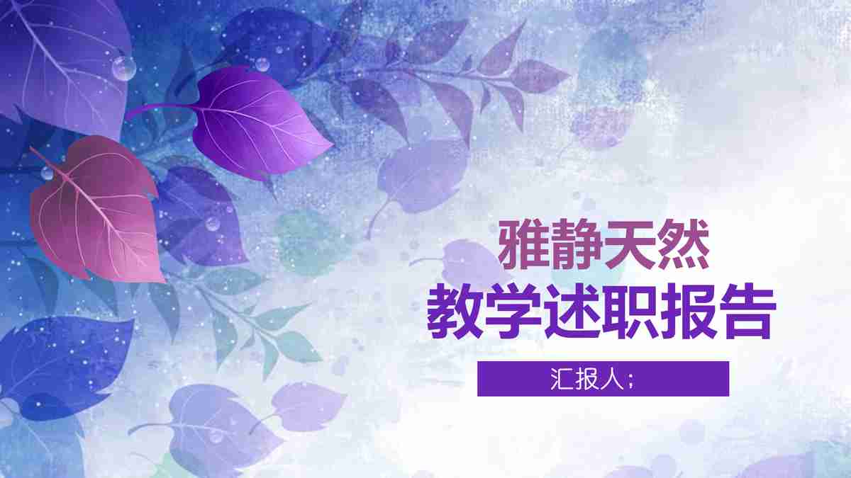 雅静天然 教学述职报告