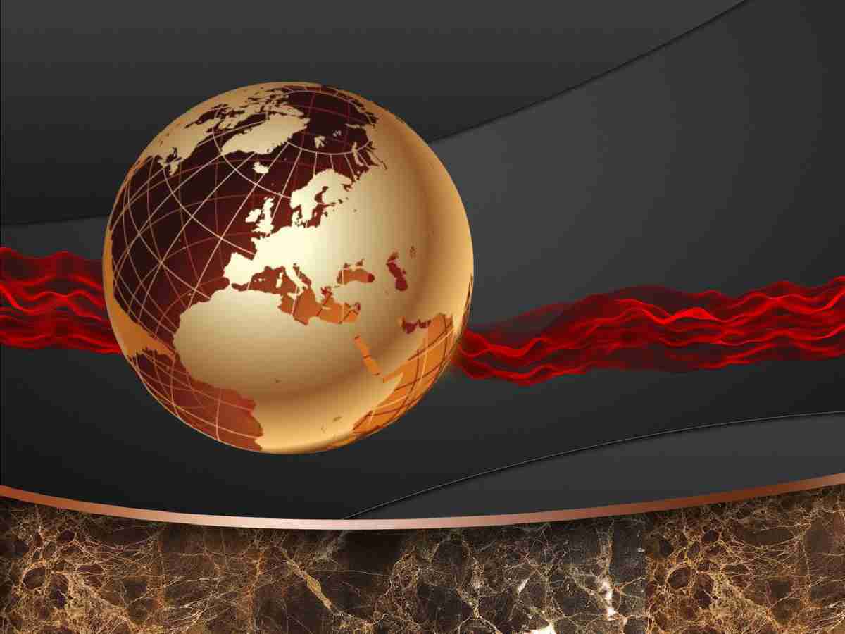 金色地球商务风PPT模板