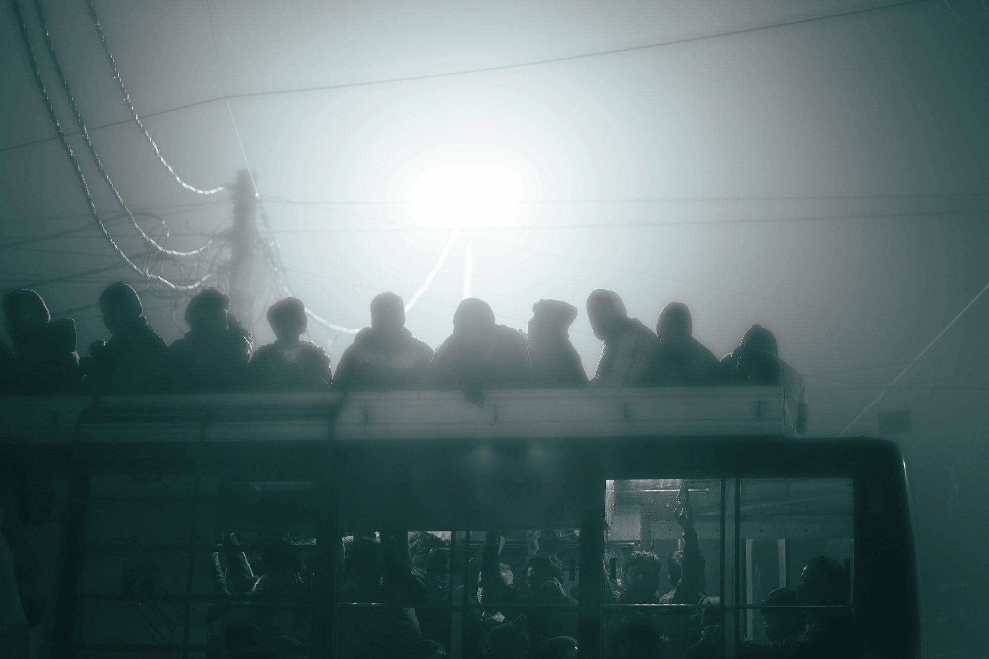 Silhouette of a bus, Uluberia