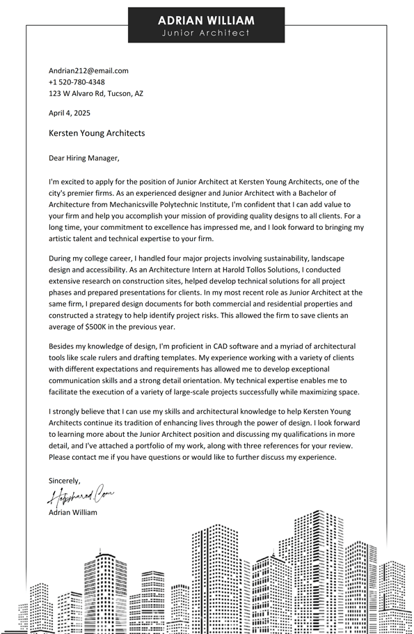 Architecture Cover Letter Architecture cover letter