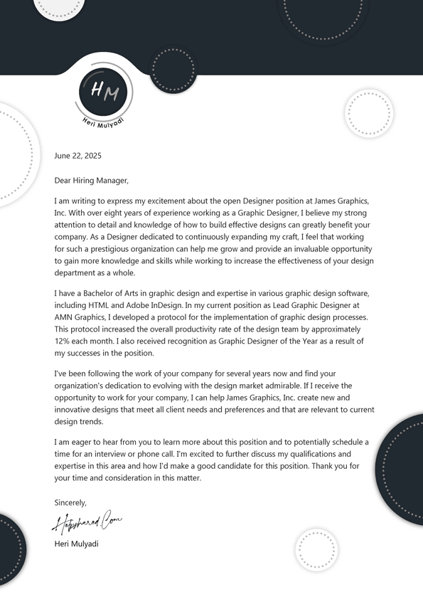 Designer Cover Letter Designer cover letter