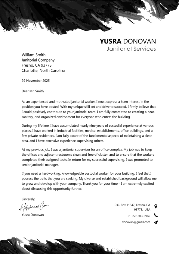 Janitor Cover Letter Janitor cover letter