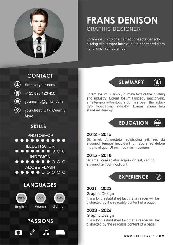 black white cv resume template-2