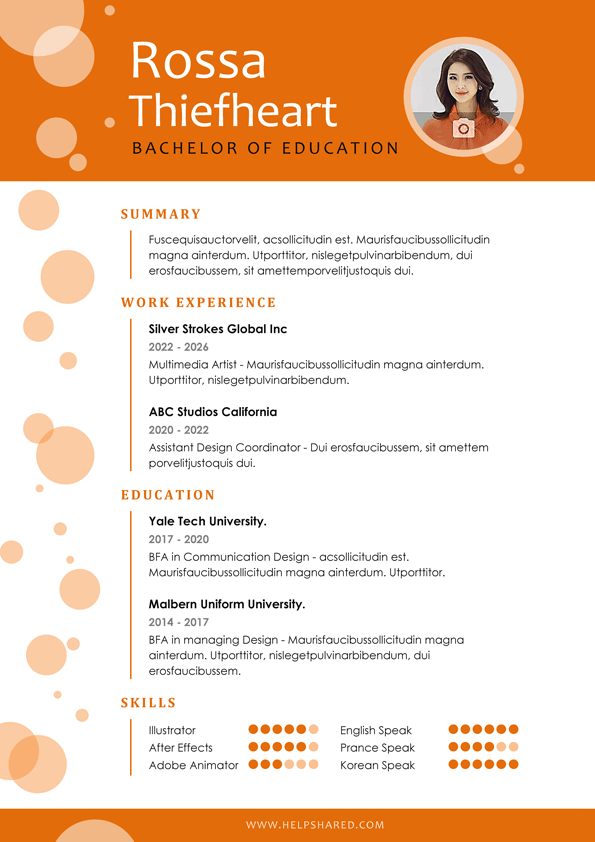 bubbly cv resume template