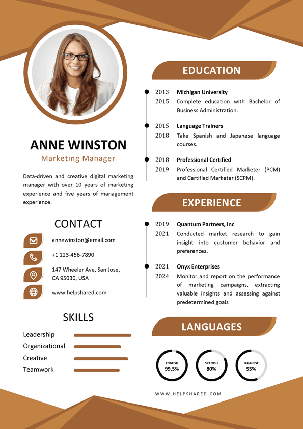 marketing resume cv template