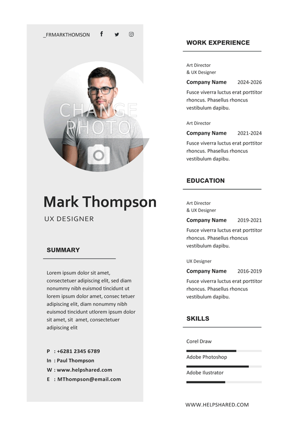 minimalist cv template concept