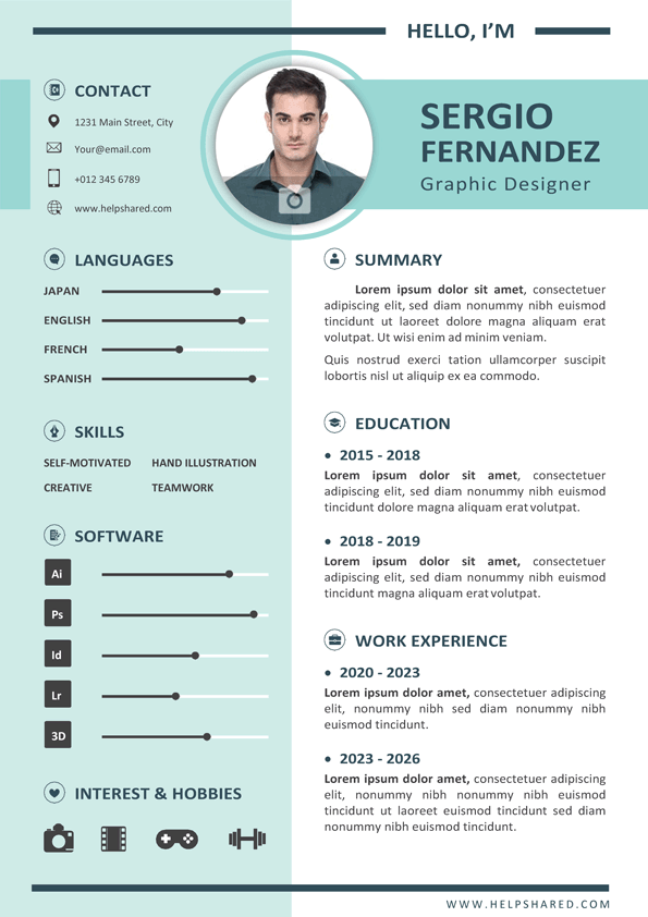 modern cv template concept