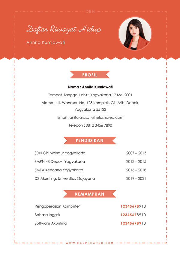 daftar riwayat hidup word