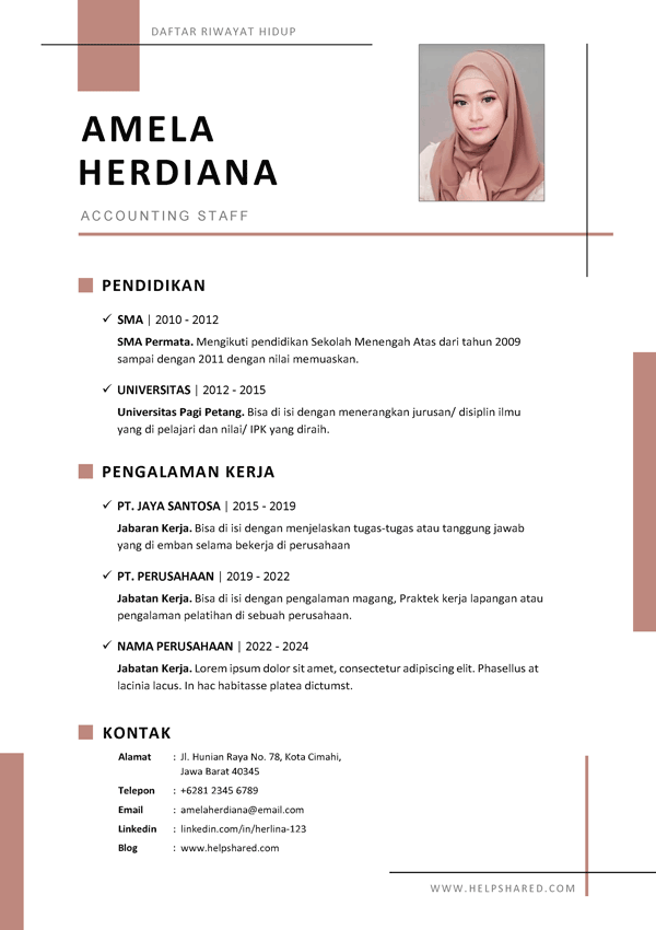 daftar riwayat hidup cv