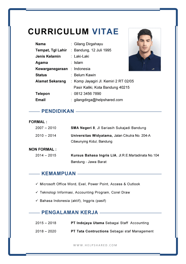 contoh cv lamaran kerja